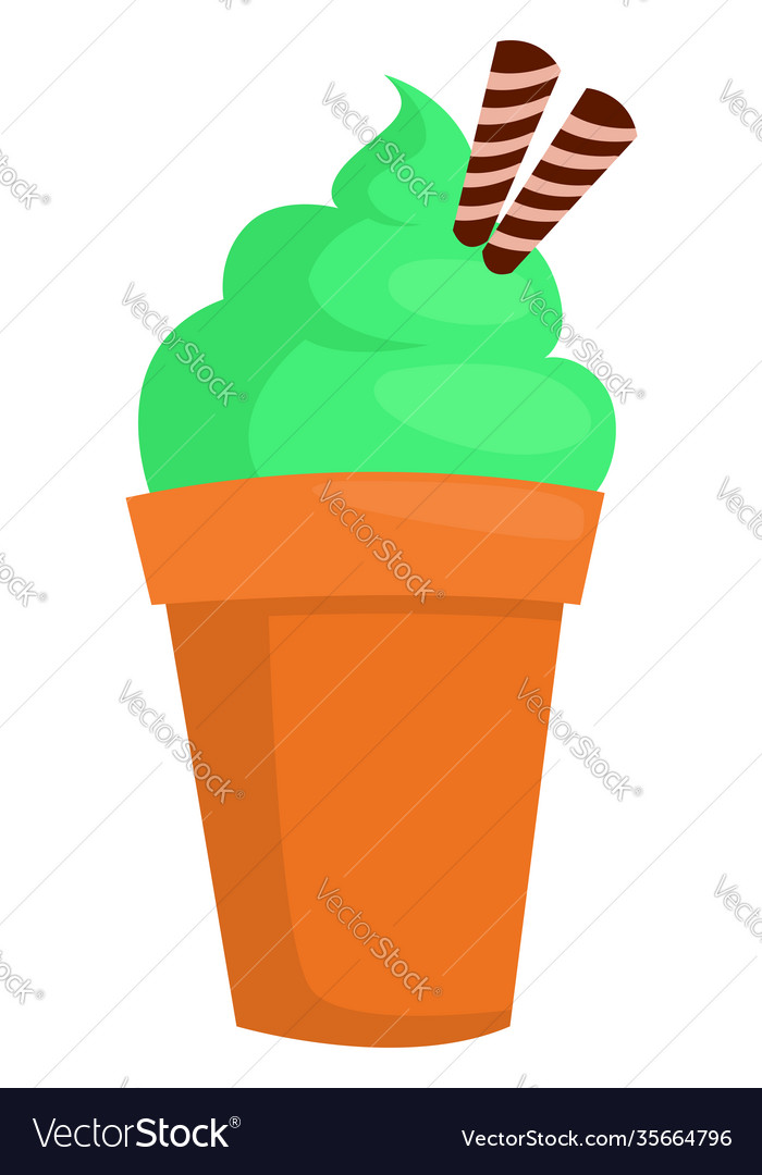 Green ice cream on a white background Royalty Free Vector