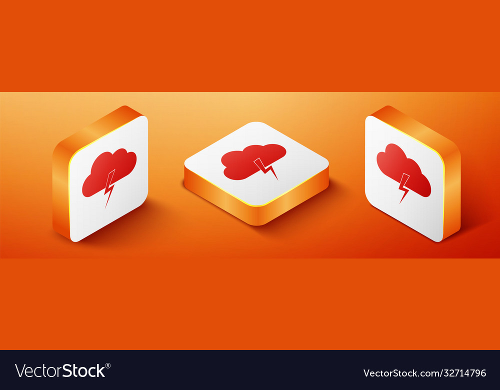 Isometric storm icon isolated on orange background