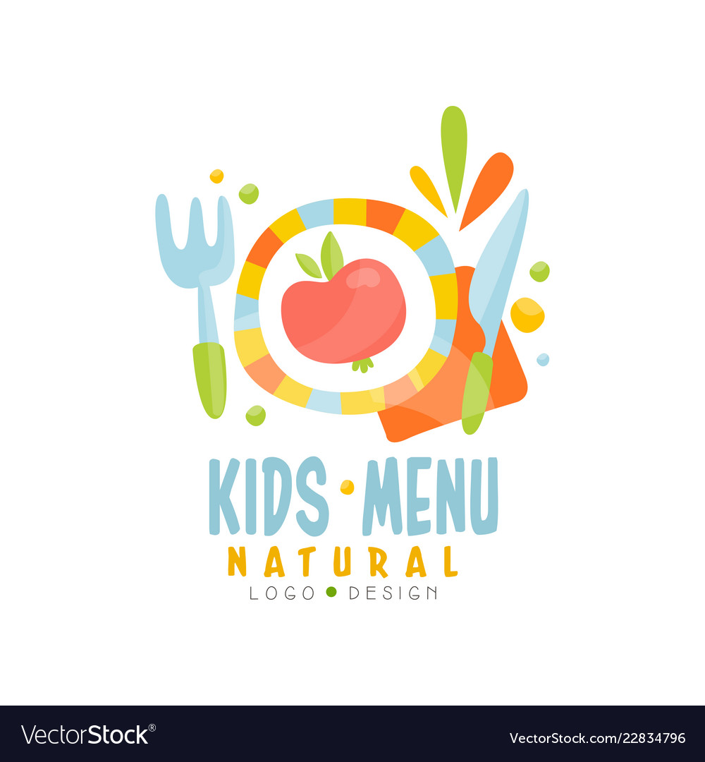 Kids natural menu logo design healthy organic