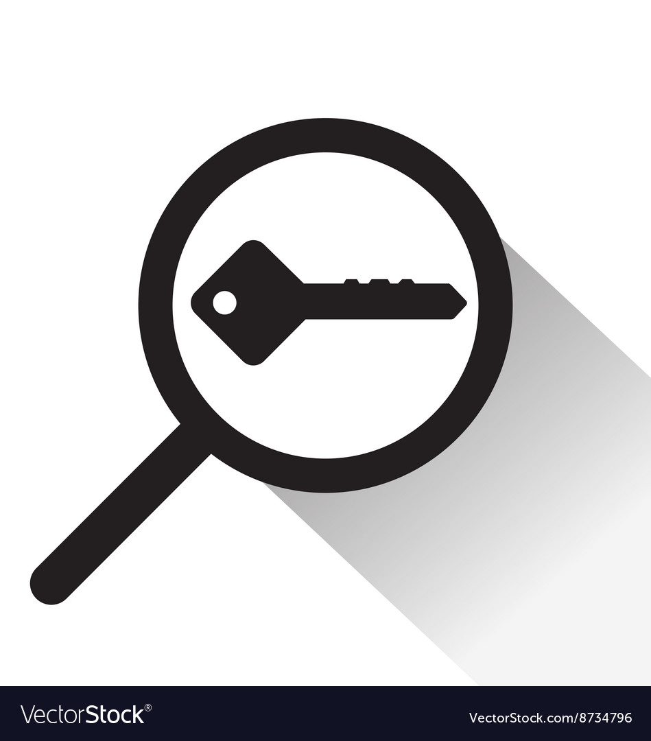 Magnifying glass with key icon Royalty Free Vector Image