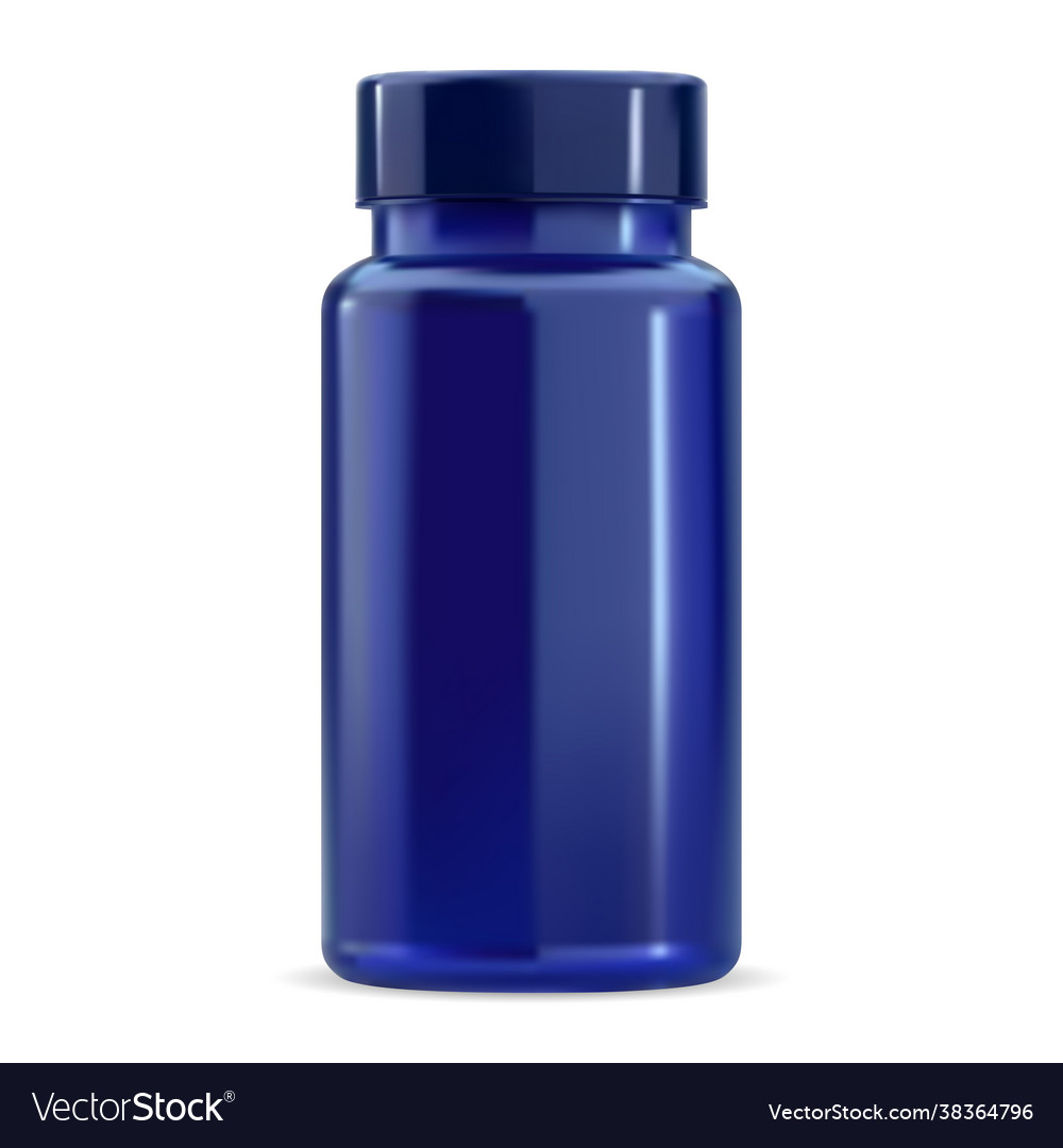 Pill Flasche Vitamin Ergänzung Jar Mockup blau