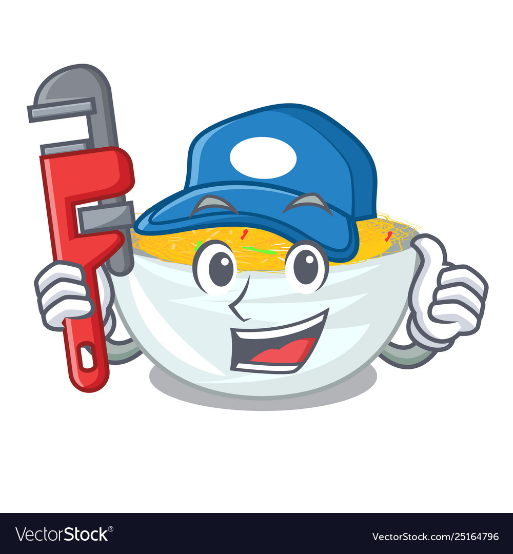 Plumber fried noodles in mascot shape