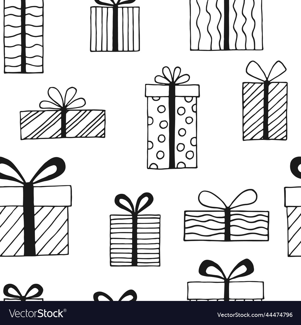 Seamless pattern with gift box different vector image Seamless pattern with gift box different