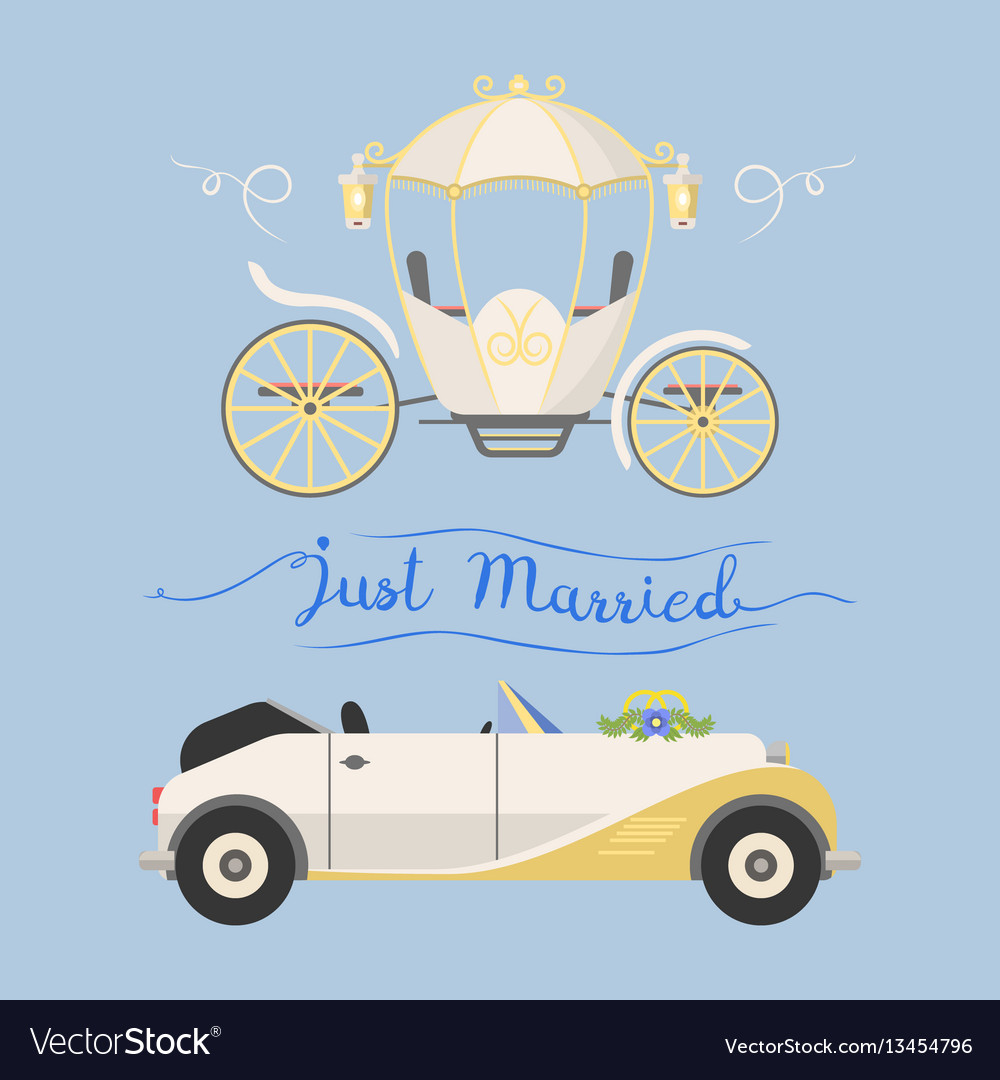 Wedding fashion transportation Royalty Free Vector Image