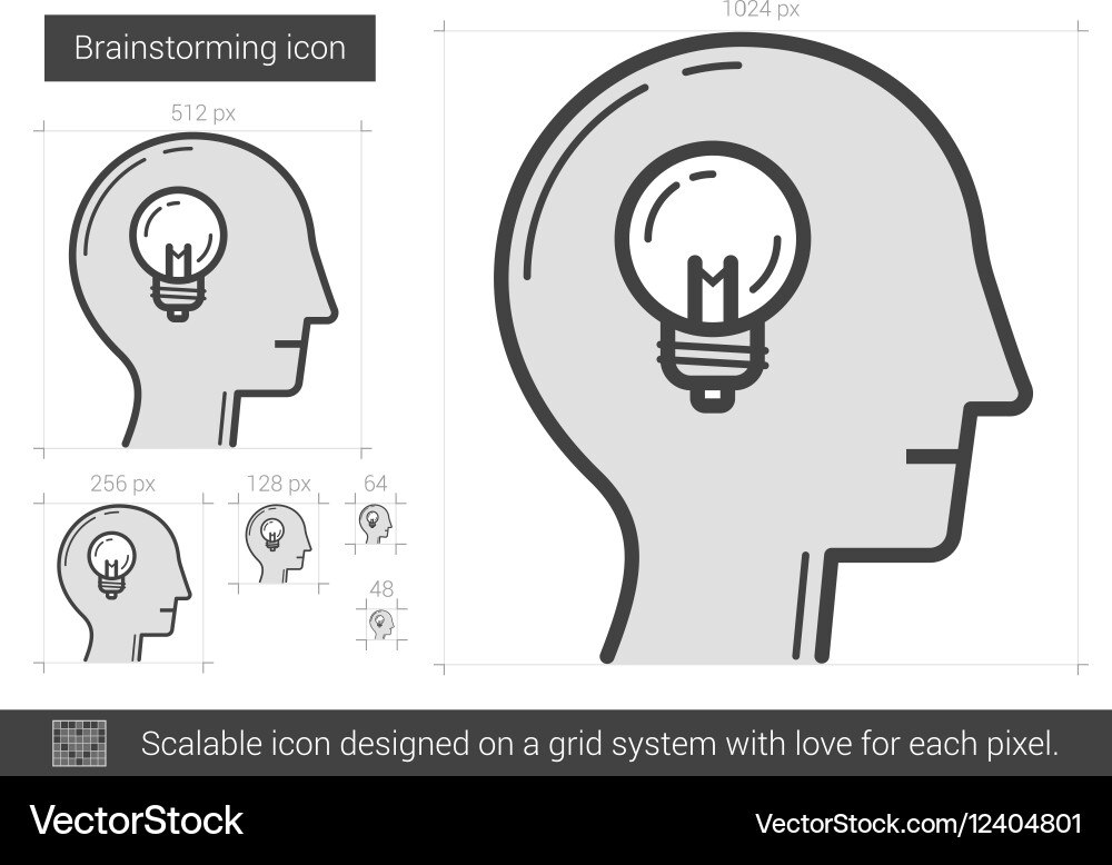 Brainstorming line icon Royalty Free Vector Image