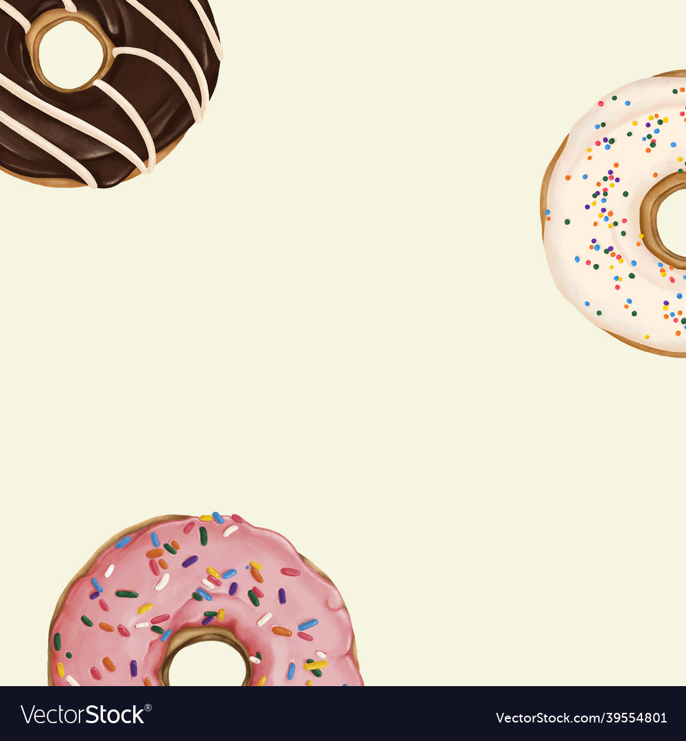 Doughnuts Patterned On Beige Background Royalty Free Vector