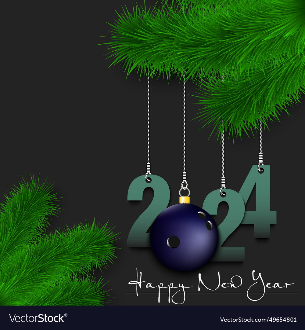 Happy new year 2024 and bowling ball Royalty Free Vector