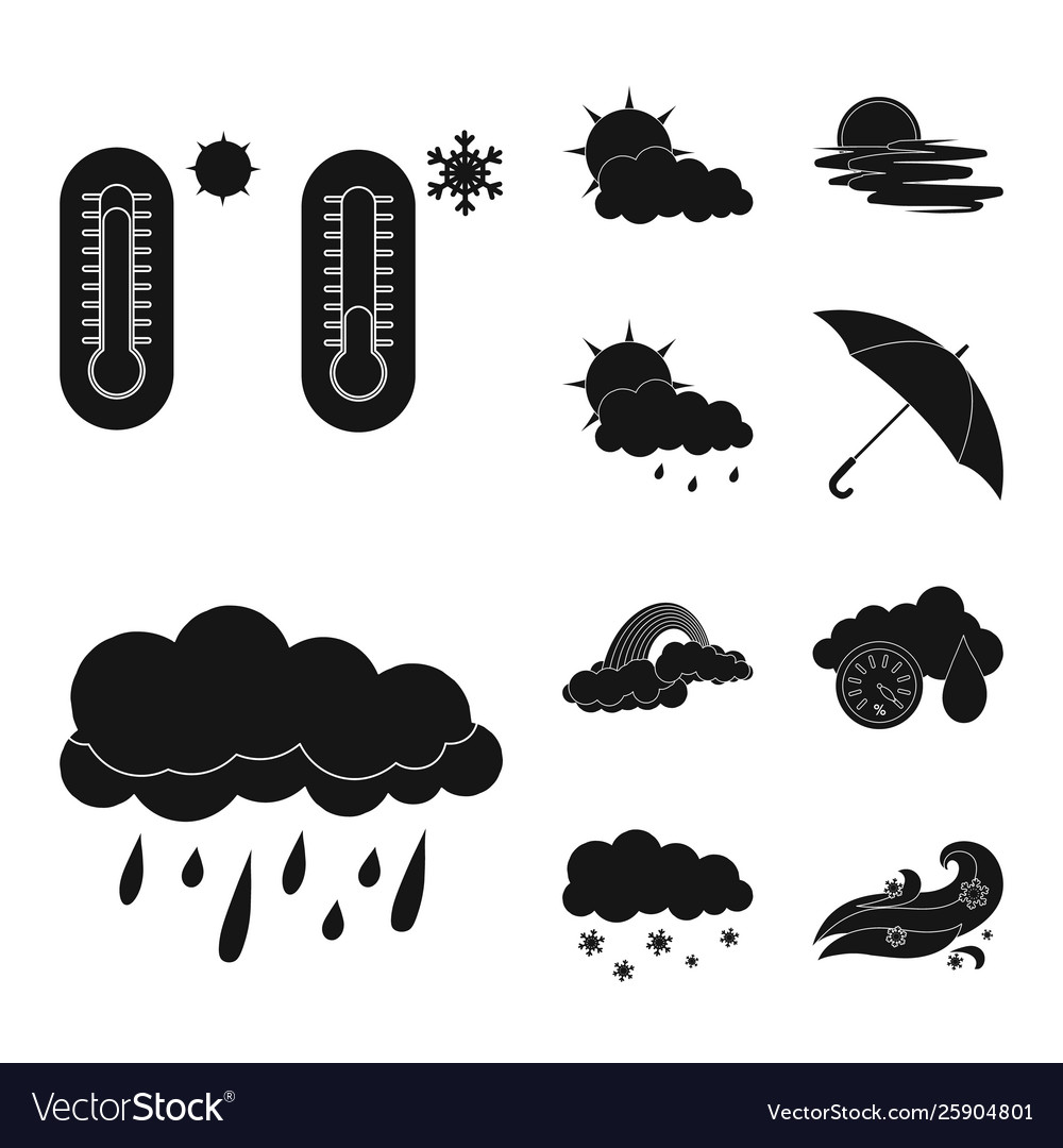 Isolated object weather and climate symbol set