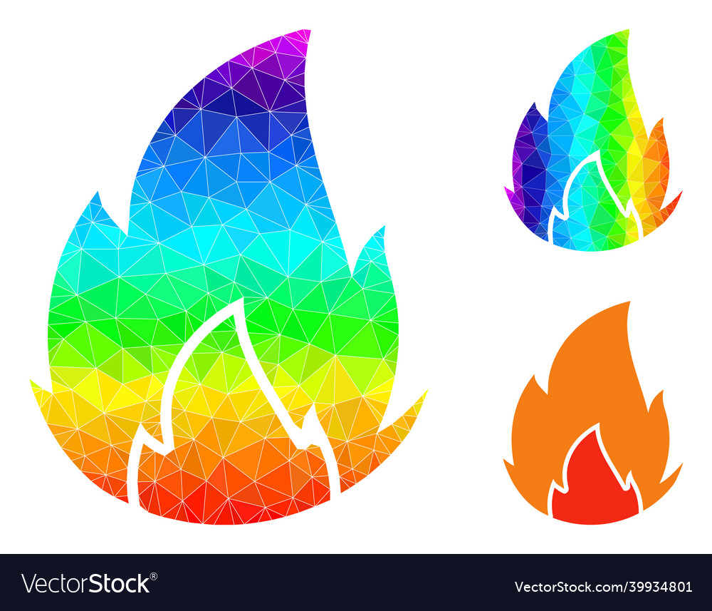 Lowpoly fire icon with spectrum gradient