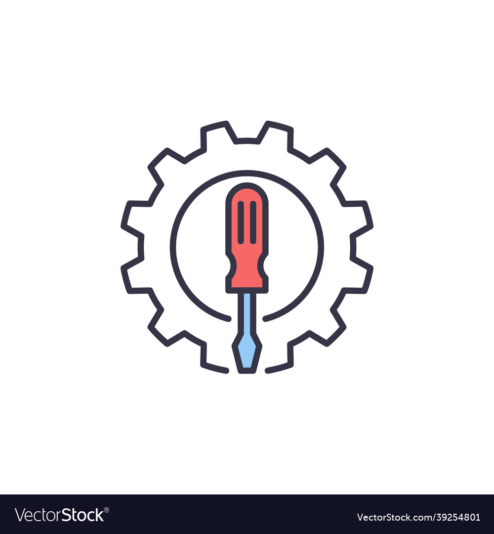 Screwdriver inside cog wheel repair concept