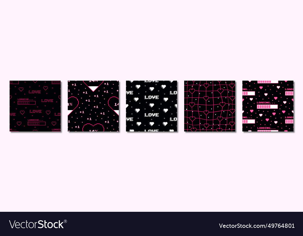 Set of seamless patterns in y2k style vector image Set of seamless patterns in y2k style