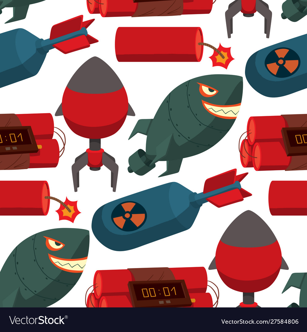 Bomb dynamite fuse seamless pattern vector image Bomb dynamite fuse seamless pattern