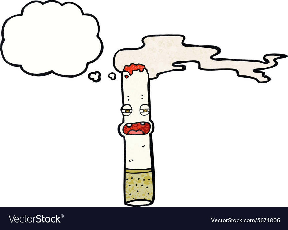 Cartoon cigarette character with thought bubble Vector Image