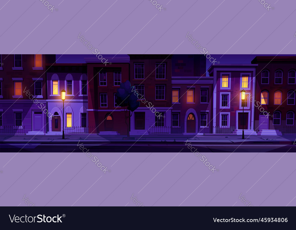 Cartoon city street at night Royalty Free Vector Image