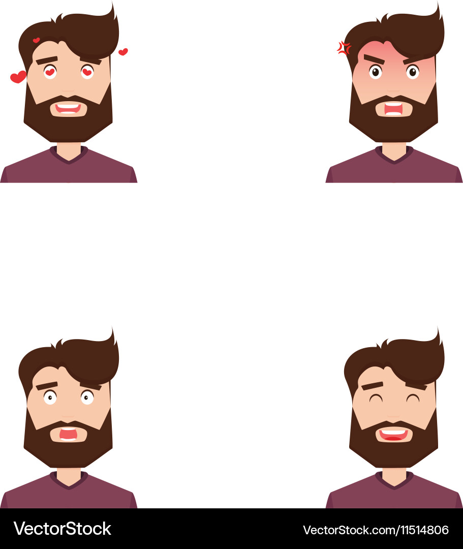 Cute men face Royalty Free Vector Image - VectorStock