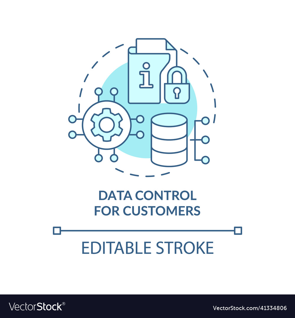 Data control for customers turquoise concept icon Vector Image
