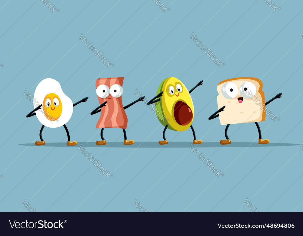 Funny breakfast foods dancing in the morning Vector Image