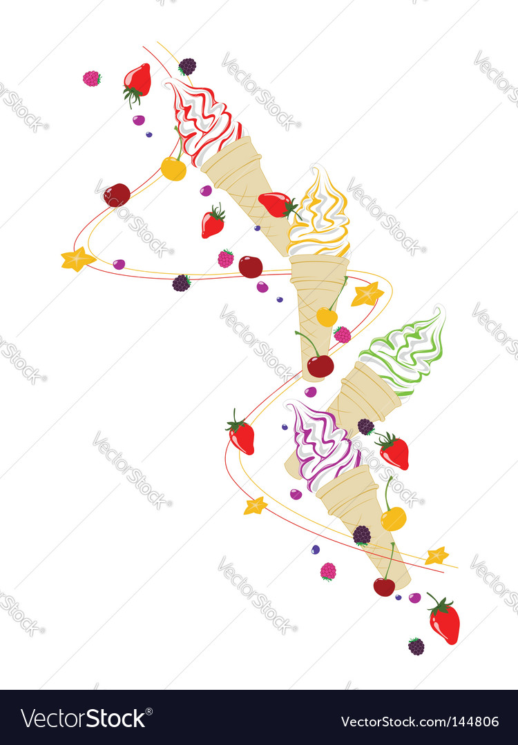 Ice cream berries and fruits