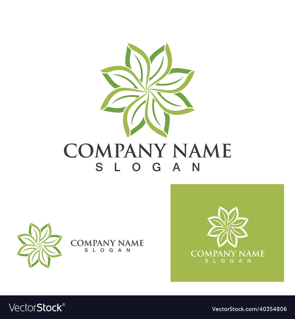 Logos of green tree leaf ecology Royalty Free Vector Image