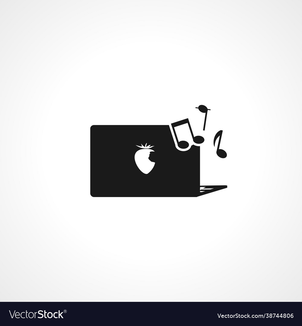 Music on computer icon simple