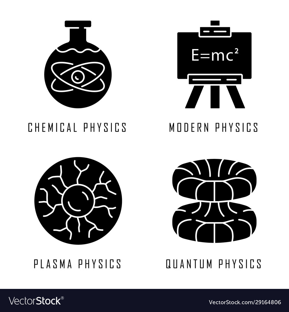 Physics branches glyph icons set chemical modern Vector Image