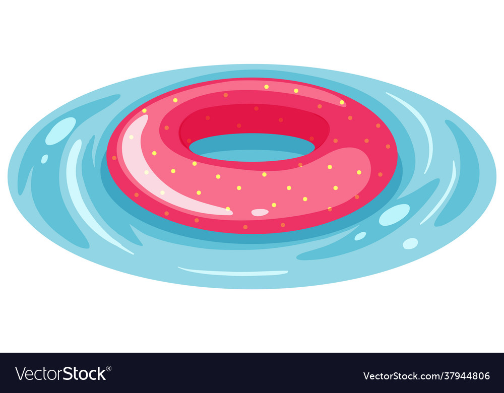 Pink spotted pattern swimming ring in water