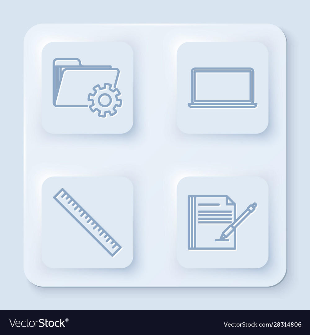 Set line folder settings with gears laptop ruler vector image Set line folder settings with gears laptop ruler