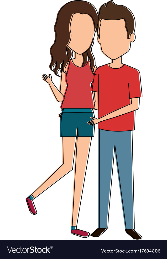 Young couple standing avatars Royalty Free Vector Image