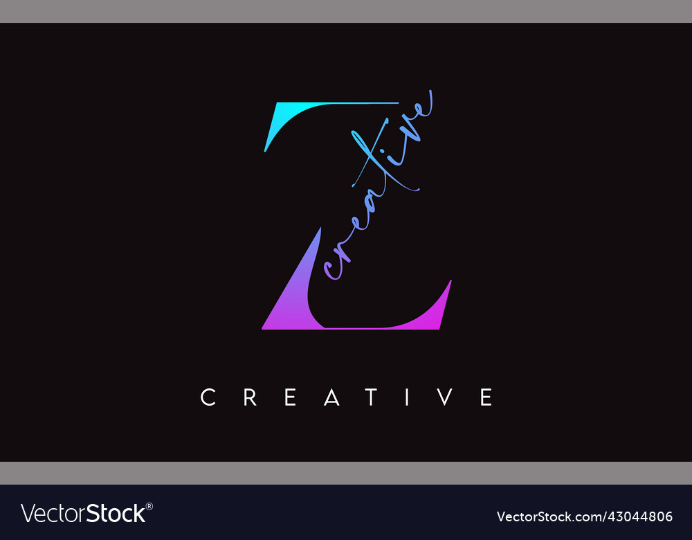 Z letter design with creative cut and serif font Vector Image