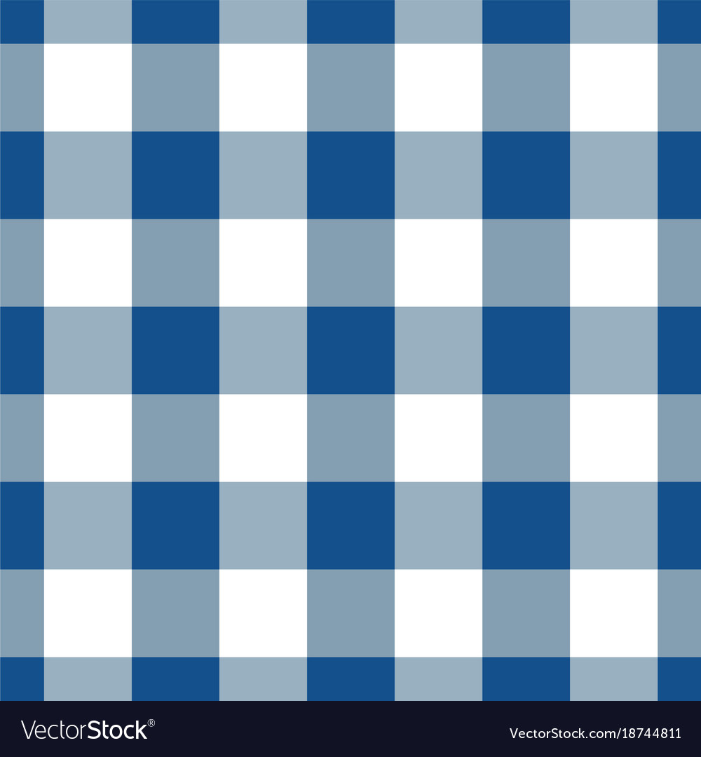 Blue and white gingham tablecloth seamless pattern