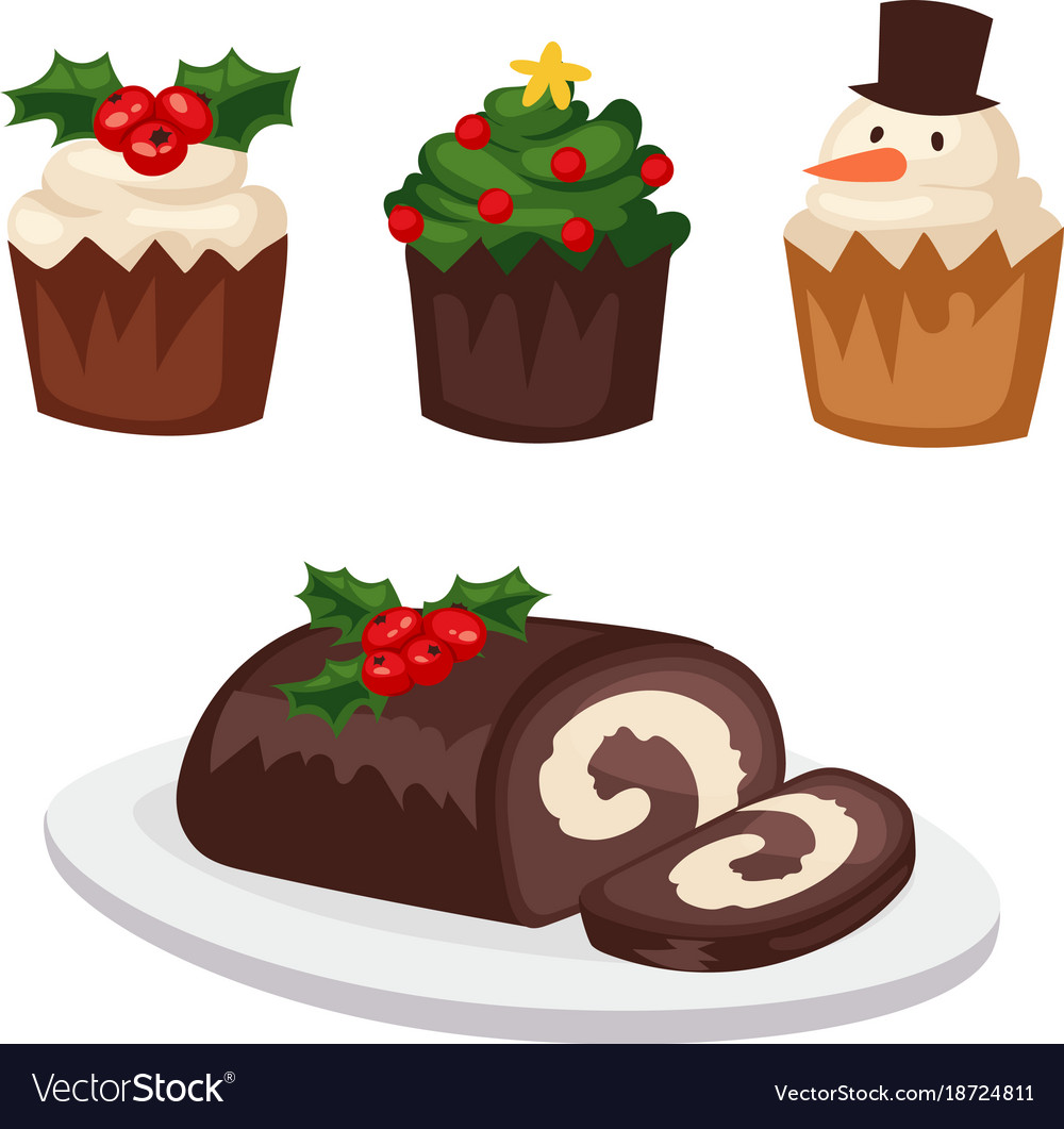 Christmas Food And Desserts Holiday Decoration Vector Image