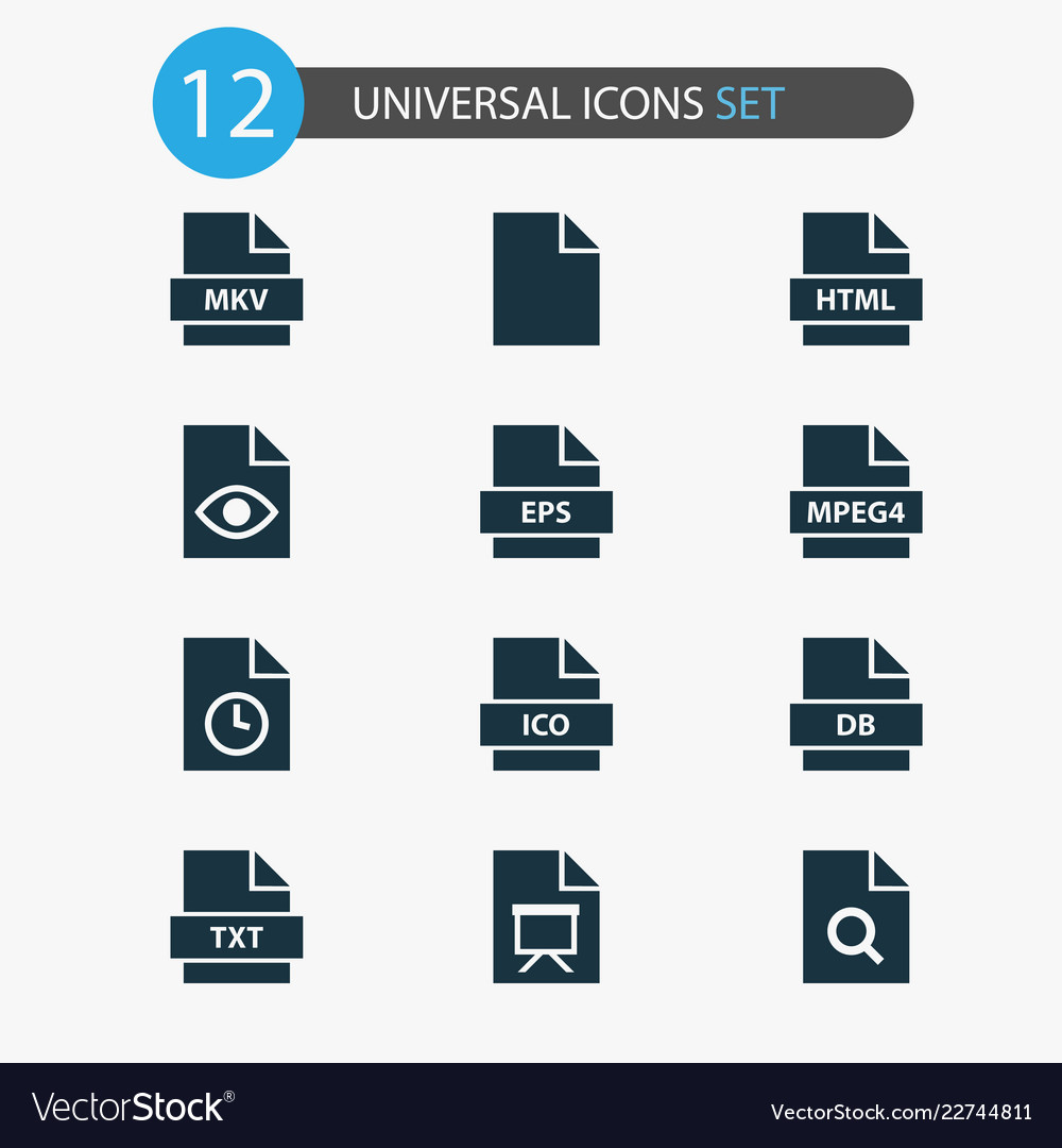 Document icons set with mpeg4 search temporary vector image Document icons set with mpeg4 search temporary
