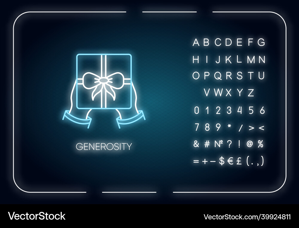 Generosity neon light icon outer glowing effect Vector Image