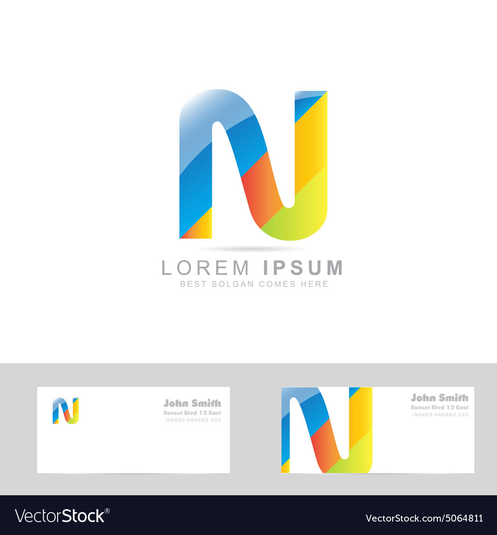 Letter n colored logo Royalty Free Vector Image