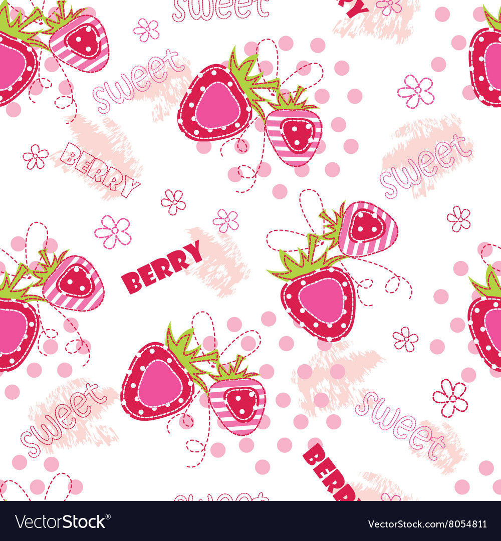 Seamless pattern with strawberries