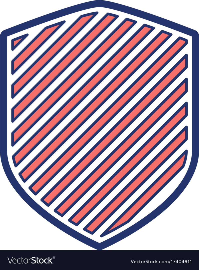 Shield in color sections silhouette with stripes