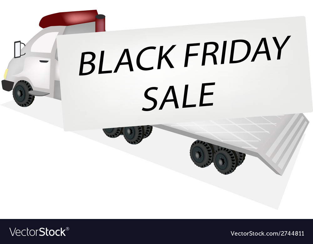 Tractor trailer flatbed loading black friday card