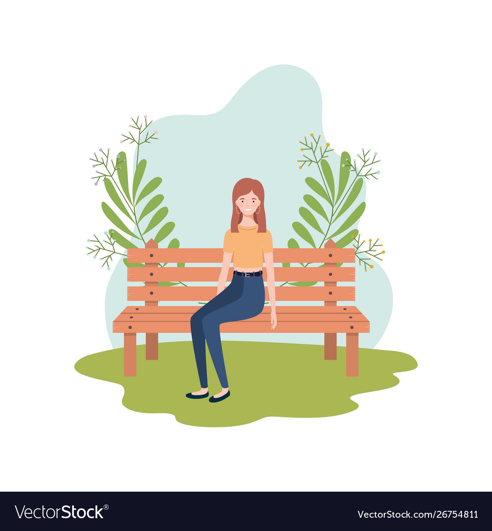 Woman sitting in park chair with background