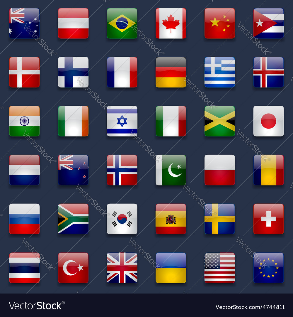 World flags icon set Royalty Free Vector Image