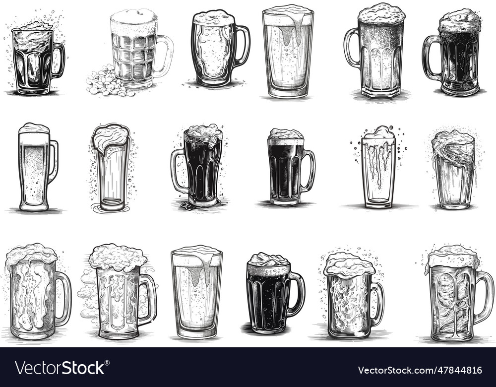 Beer with foam Royalty Free Vector Image - VectorStock