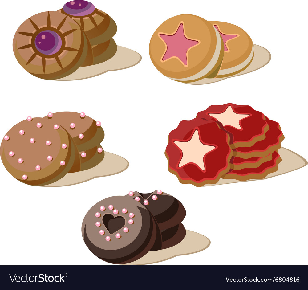 Colourful Cookies Set of Cartoon Icons Royalty Free Vector