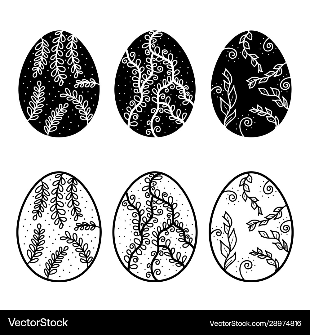 Easter eggs hand drawn decorative egg set Vector Image