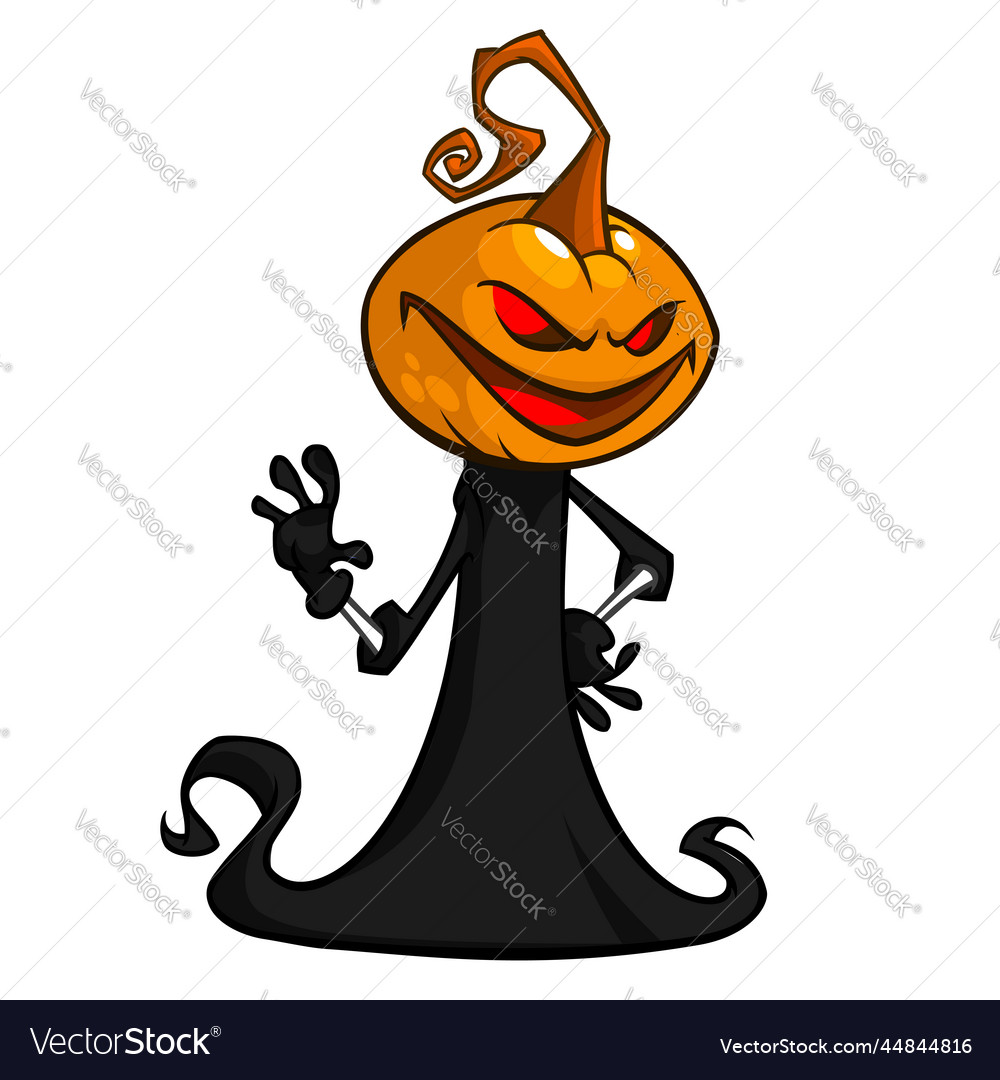 Grim Reaper Pumpkin Head Cartoon Character Vector Image grim-reaper-pumpkin-head-cartoon-character-vector-image