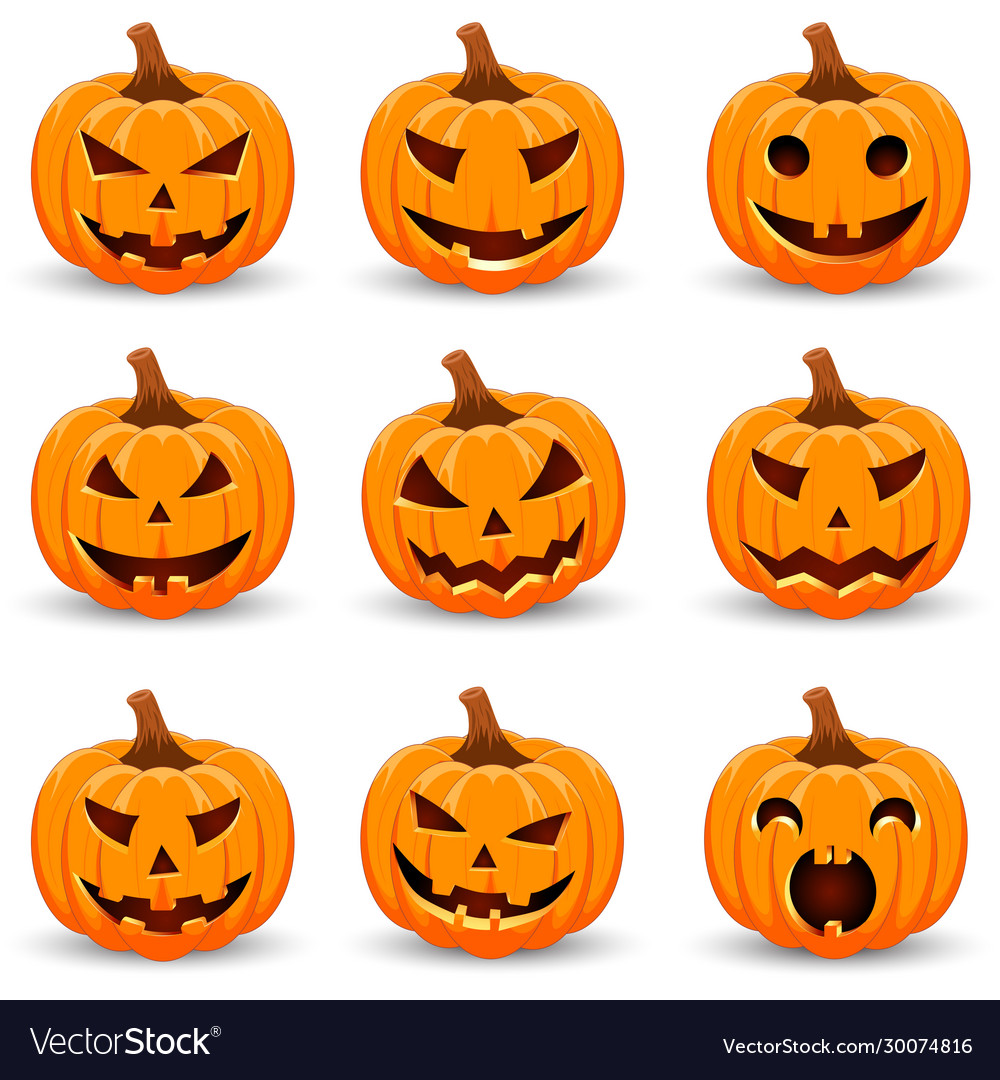 Halloween pumpkin set emotion variation simple