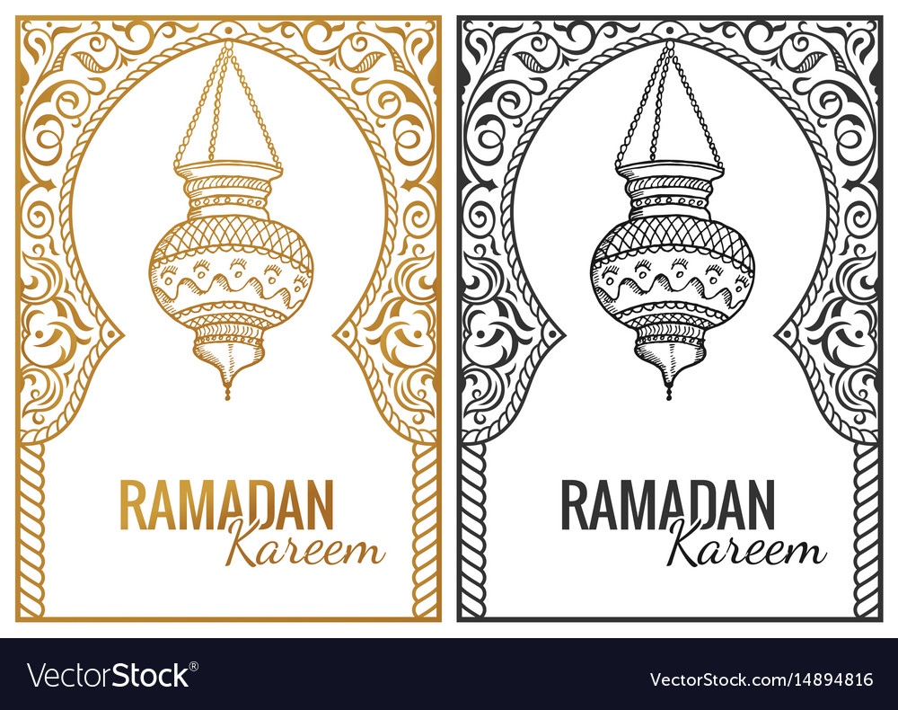 Hand drawn sketch of ramadan kareem flashlight