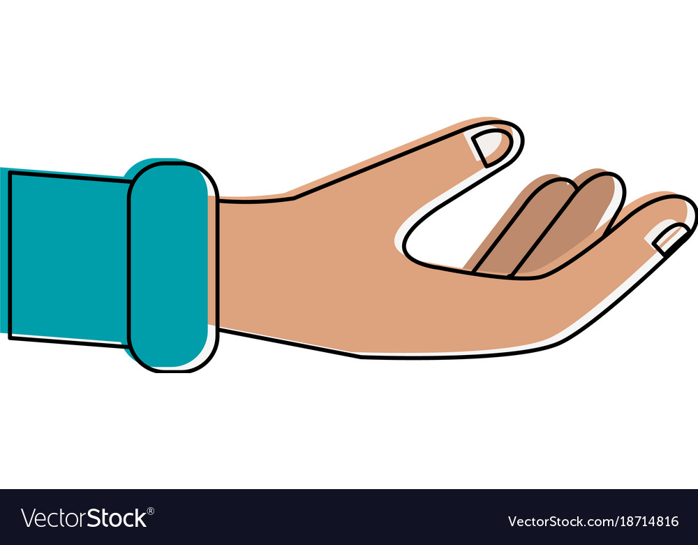 Hand with palm open Royalty Free Vector Image - VectorStock