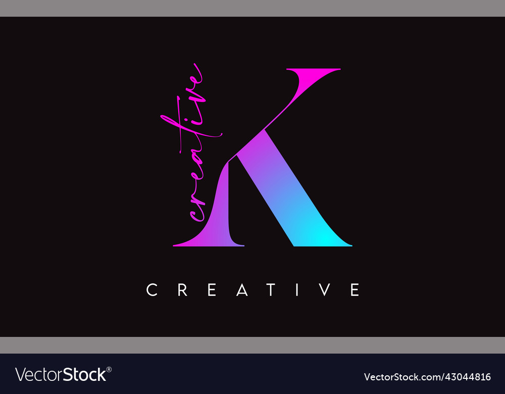 K letter design with creative cut and serif font Vector Image