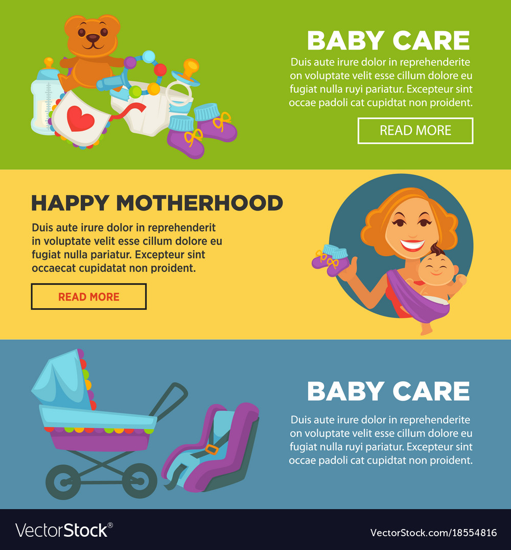 motherhood baby care newborn web site banners vector image new baby banners