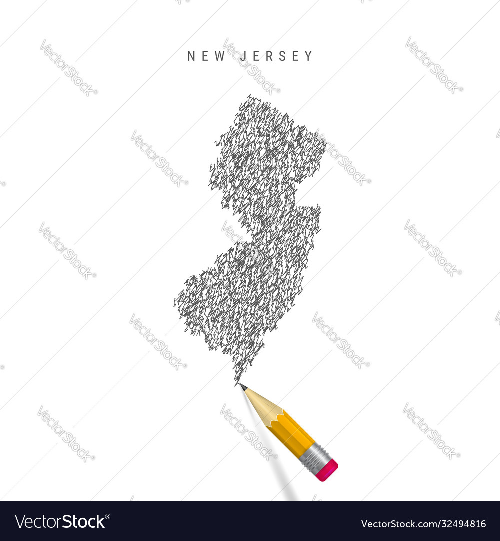 New jersey sketch scribble map isolated on white