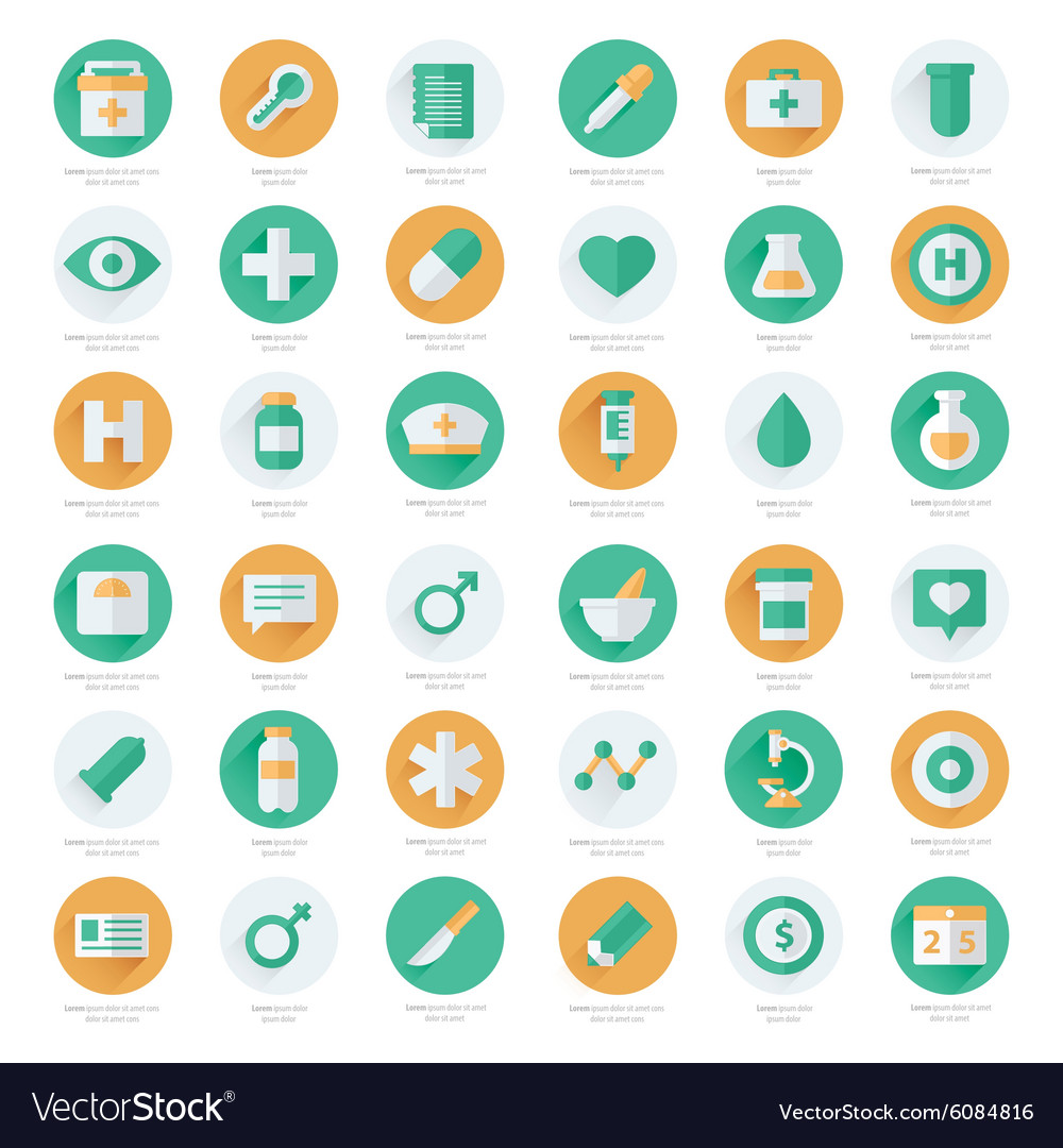 Set of flat Medical icons Royalty Free Vector Image